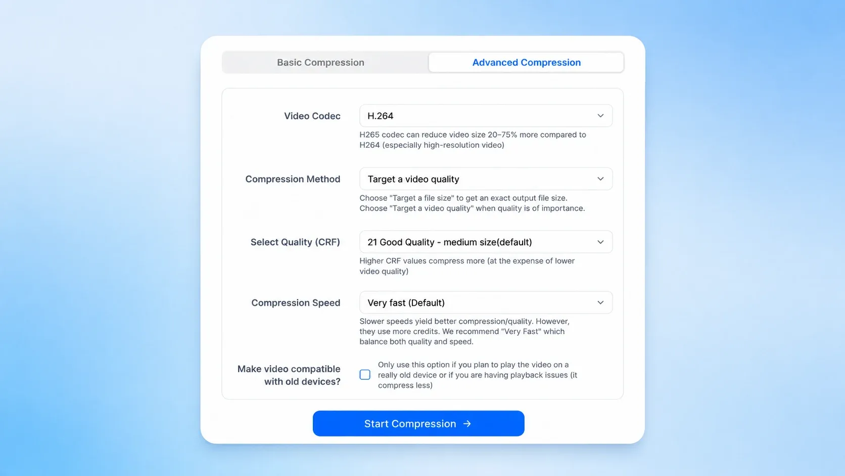 Select Compression Mode